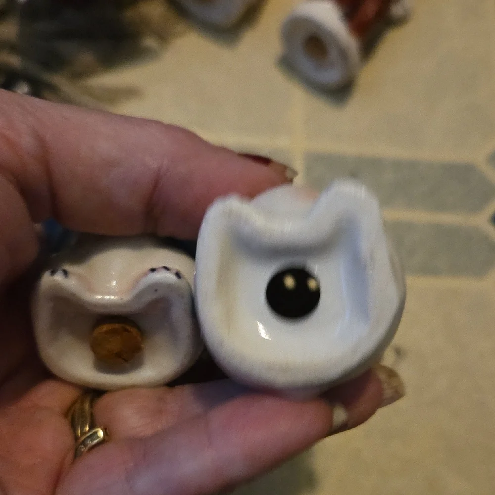 Ceramic Bunny Figurines - Blue and White Anthropomorphic Salt An Pepper Shakers